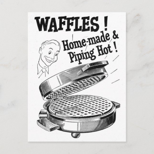 Cartão Postal Waffle Iron Vintage com ilustração (Frente)