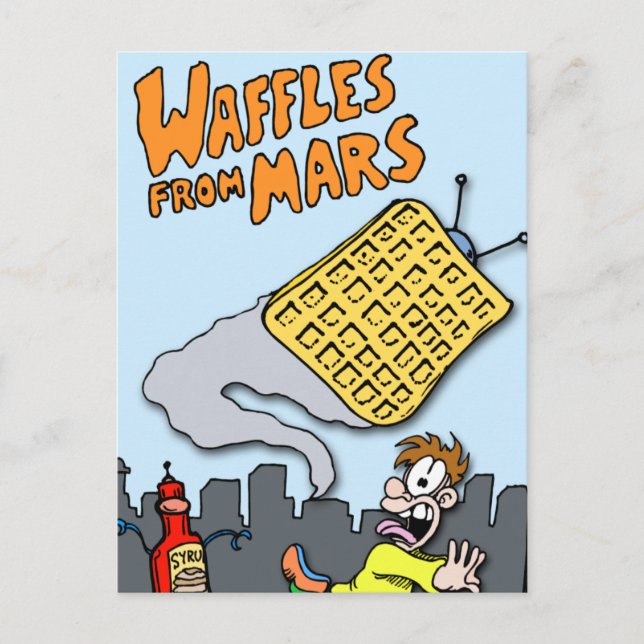 Cartão Postal Waffles voando de Marte! (Frente)