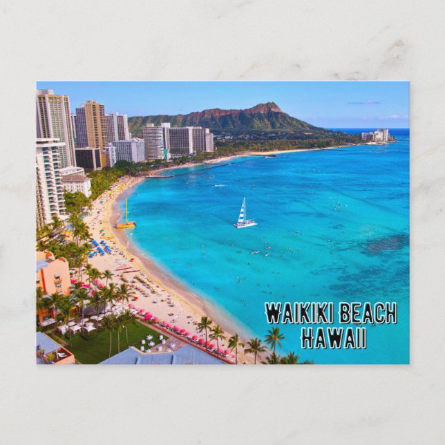 Cartão Postal Waikiki Beach Hawaii (Frente)