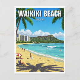 Cartão Postal Waikiki Beach Oahu Hawaii Viagem