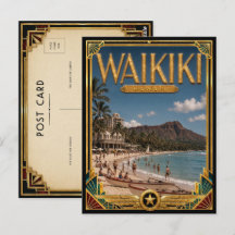 Waikiki Havaí Arte Deco Vintage Idade Dourada