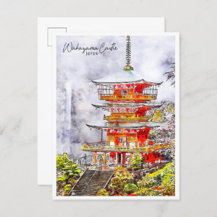 Cartão Postal Wakayama Castle Japão - viagens vintage aquática