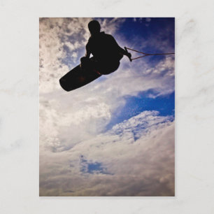 Cartão Postal Wakeboarder Inverteu Silhouette