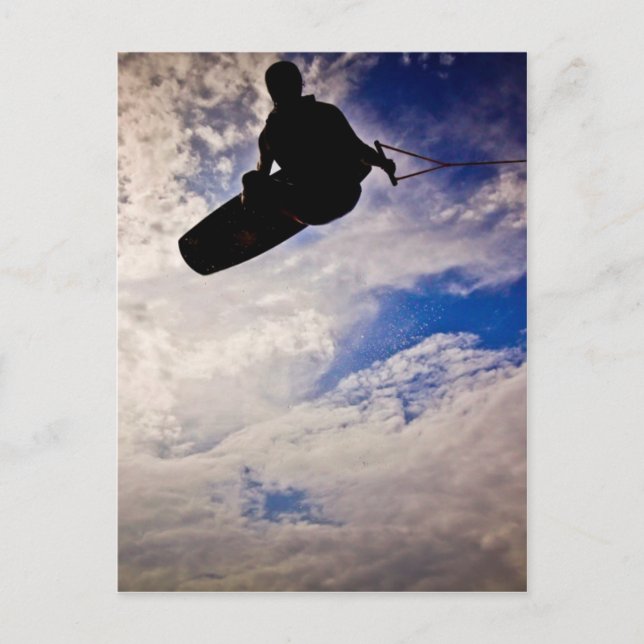 Cartão Postal Wakeboarder Inverteu Silhouette (Frente)
