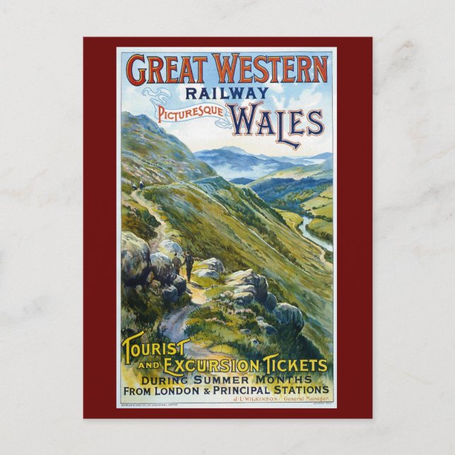 Cartão Postal Wales UK, Railroad, Publicidade (Frente)