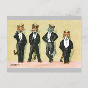 Cartão Postal Wallflower Boy Cats por Louis Wain
