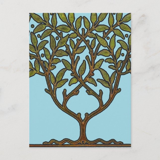 Cartão Postal Wallpaper Floral William Morris Tree Frieze (Frente)