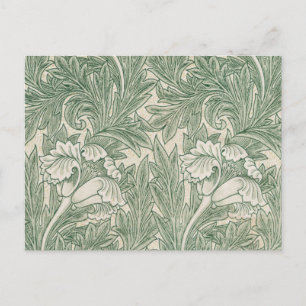 Cartão Postal Wallpaper tulip William Morris verde têxtil