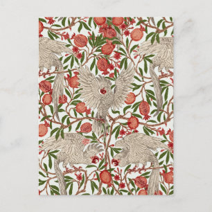 Cartão Postal Walter Crane Cacatua Branca Romã Vermelha Arte