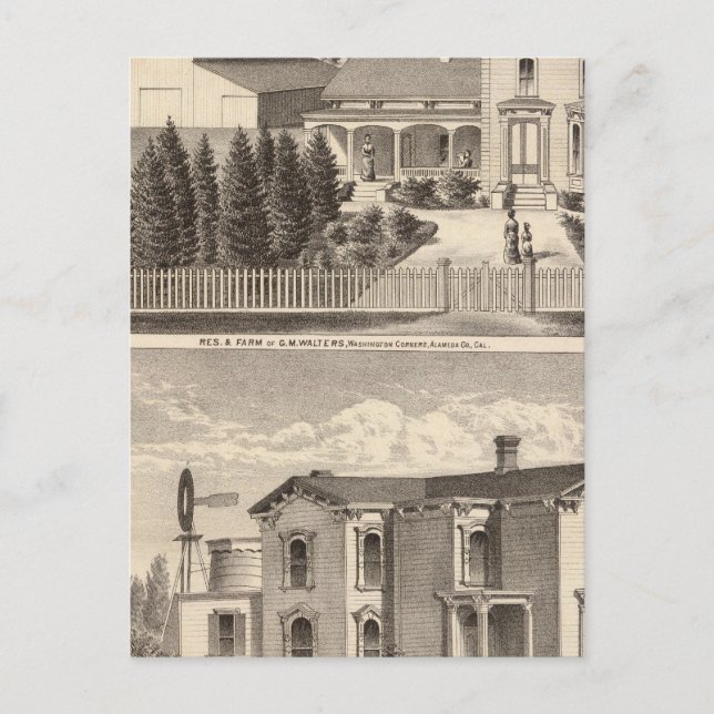 Cartão Postal Walters, residências Crowell, fazenda (Frente)