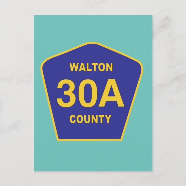 Cartão Postal Walton County 30A Highway Sign Florida (Frente)