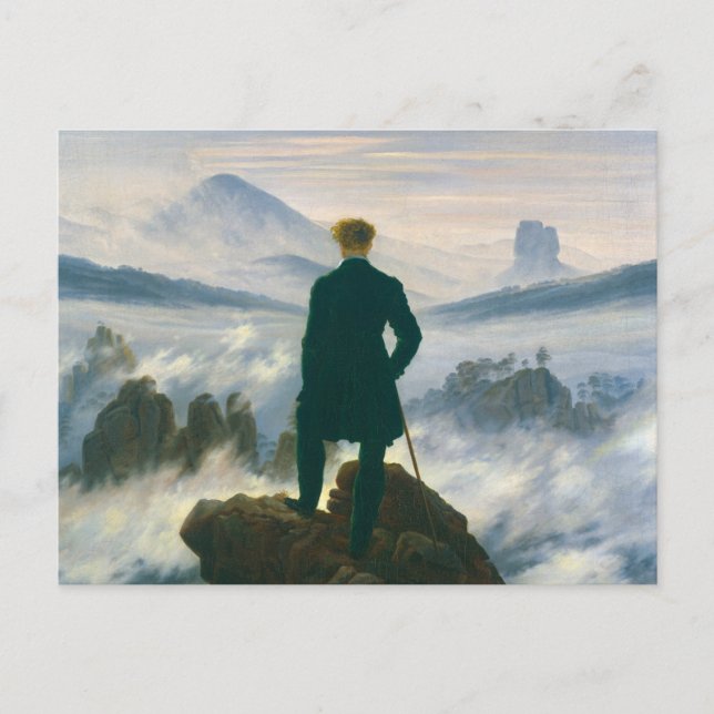 Cartão Postal Wanderer above the Sea of Fog by Caspar Friedrich (Frente)