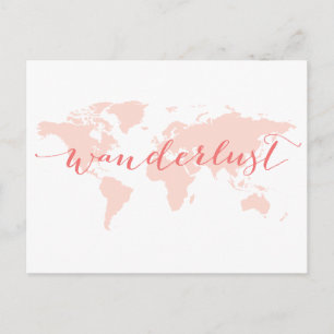Cartão Postal Wanderlust, desejo de viagem, mapa mundial