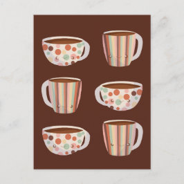 Cartão Postal Warm Circle Pattern On Cups Of Coffee