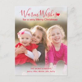 Cartão Postal Warm Deseja o Natal do Script Vermelho Moderno