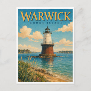 Cartão Postal Warwick Rhode Island Conimicut Light GeoSaga