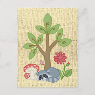 Cartão Postal Waschbär unterm Baum