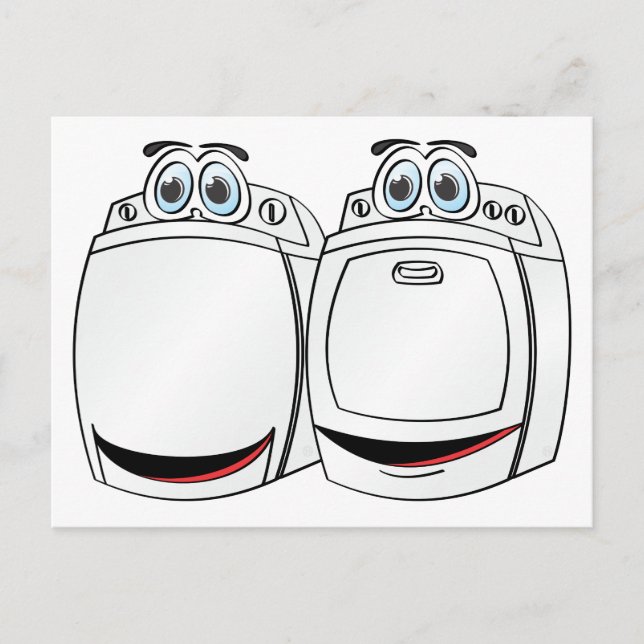Cartão Postal Washer Dryer Cartoon (Frente)