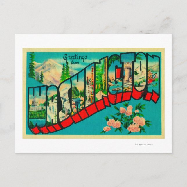 Cartão Postal Washington - Cenas com Letras Grandes (Frente)