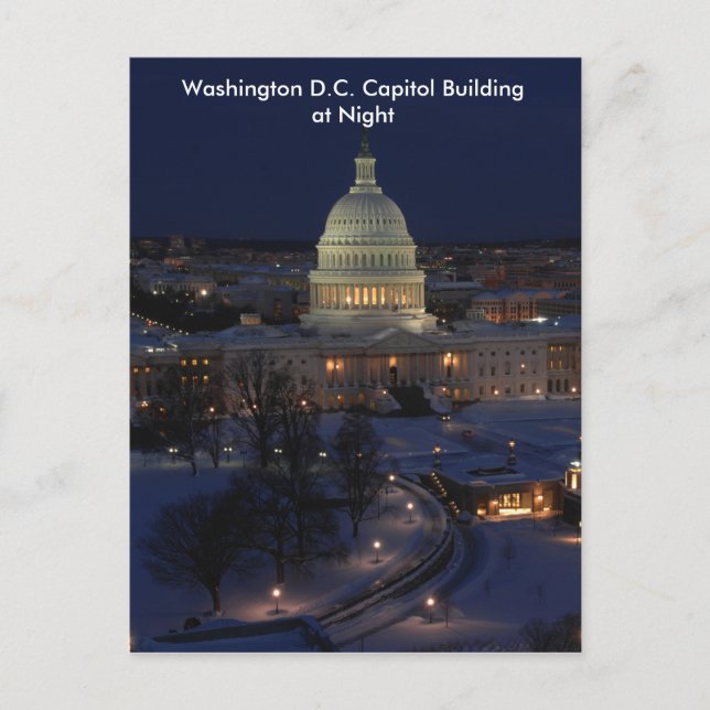 Cartão Postal Washington D.C. Capitol Building in Winter Night (Frente)