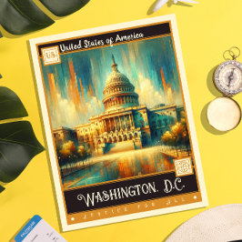 Cartão Postal Washington, D.C., Estados Unidos | Vintage Paintin