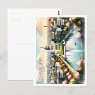 Cartão Postal Washington DC EUA Famoso Viagem Place aquarela