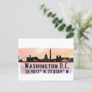 Cartão Postal Washington DC Skyline Latitude e Longitude