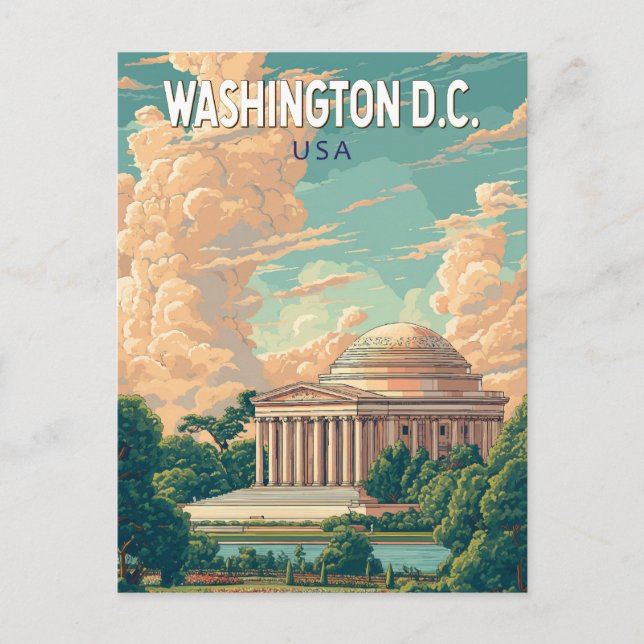 Cartão Postal Washington DC Thomas Jefferson Memorial Viagem Art (Frente)