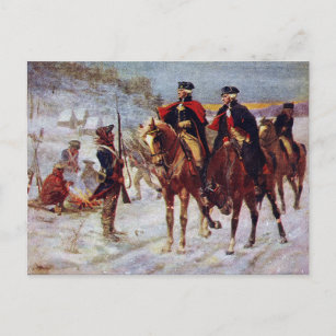 Cartão Postal Washington e Lafayette no Vale Forge ~