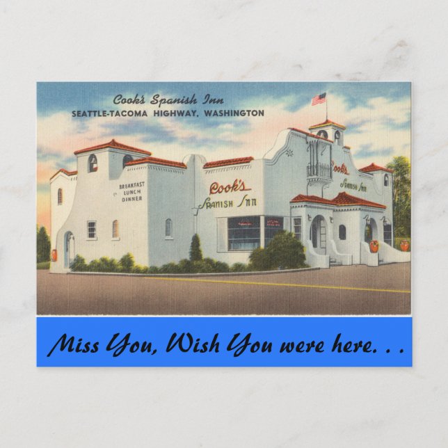 Cartão Postal Washington, Inn Espanhol de Cook, Seattle-Tacoma (Frente)
