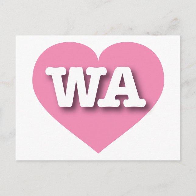 Cartão Postal Washington Pink Heart - Eu amo WA (Frente)