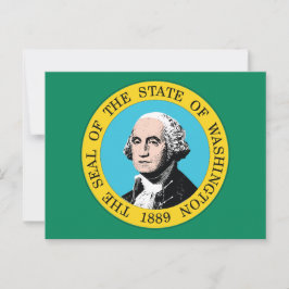 Cartão Postal Washington State Flag Green Field Portrait 1889