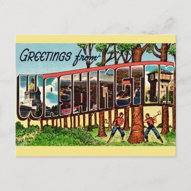 Cartão Postal Washington Vintage Estado (Frente)