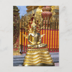 Cartão Postal Wat Phratha Doi Suthep Dourado Buddha