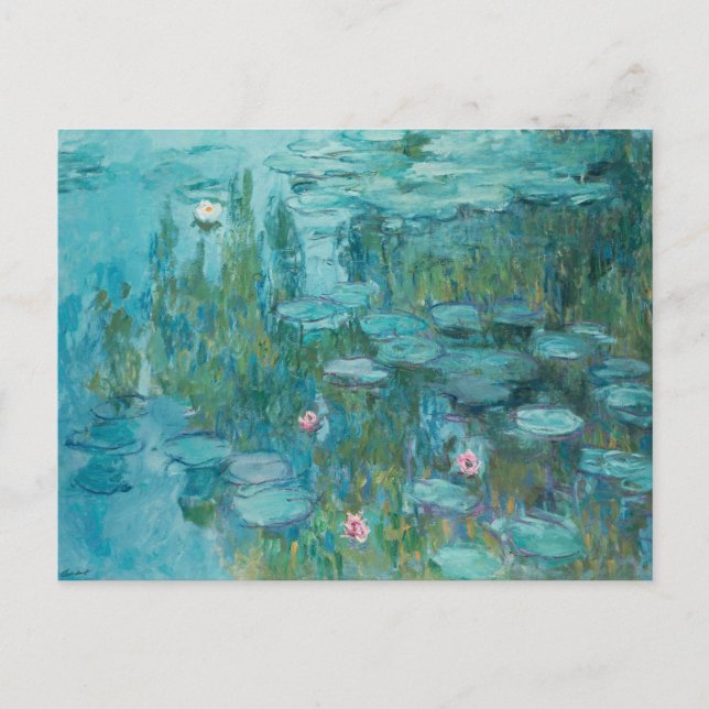 Cartão Postal Water Lilies, Fine Art Oil Painting, Claude Monet (Frente)