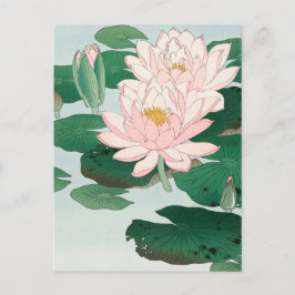 Cartão Postal Water Lily por Ohara Koson, Arte Japonesa Floral