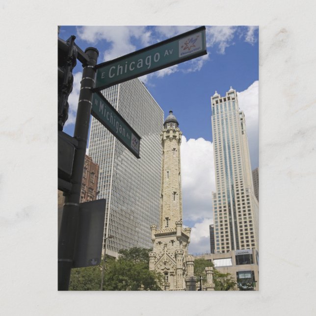 Cartão Postal Water Tower, Chicago, Illinois, EUA (Frente)