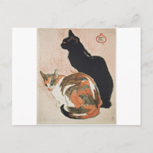 Cartão Postal Watercolor - 2 Gatos - Théophile Alexandre Steinl