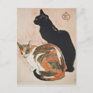 Cartão Postal Watercolor - 2 Gatos - Théophile Alexandre Steinle