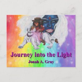 Cartão Postal Watercolor Art Boy Riding white Lioness Woman Love