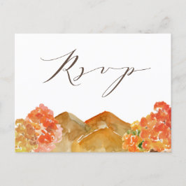 Cartão Postal Watercolor Autumn Woodlands Casamento outono RSVP