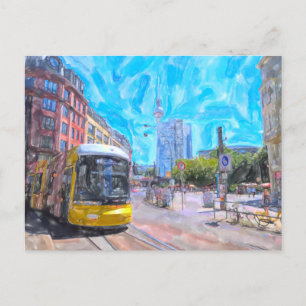 Cartão Postal Watercolor Berlin. Streetcar no Hackescher Markt.
