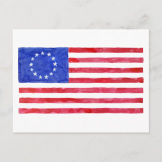 Cartão Postal Watercolor Betsy Ross Flag