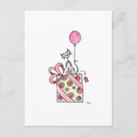 Watercolor Cat Birthday Presente