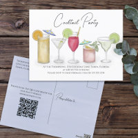 Watercolor Cocktail Drinks QR Code Party Website