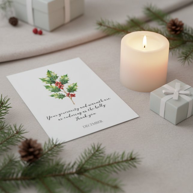 CARTÃO POSTAL WATERCOLOR DECEMBER HOLLY BIRTH FLOWER (Criador carregado)