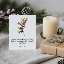 CARTÃO POSTAL WATERCOLOR DECEMBER HOLLY BIRTH FLOWER