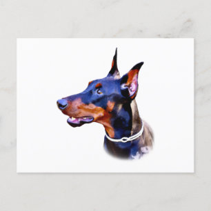 Cartão Postal Watercolor Doberman Pinscher
