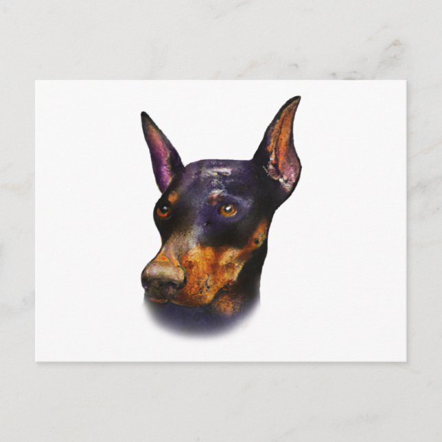 Cartão Postal Watercolor Doberman Pinscher (Frente)