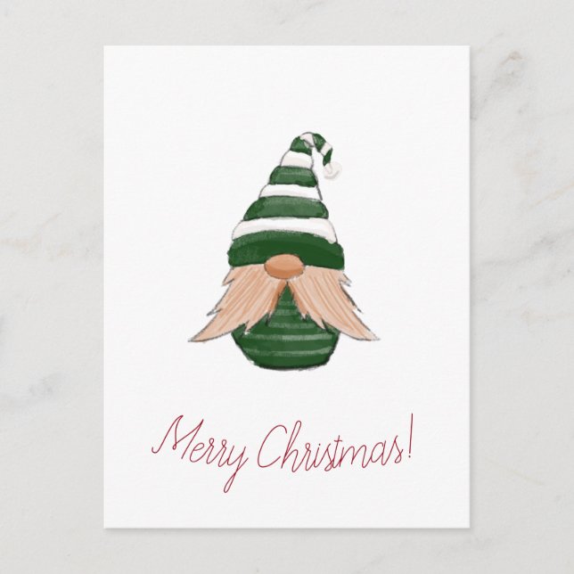 Cartão Postal Watercolor drawing Christmas gnome  (Frente)
